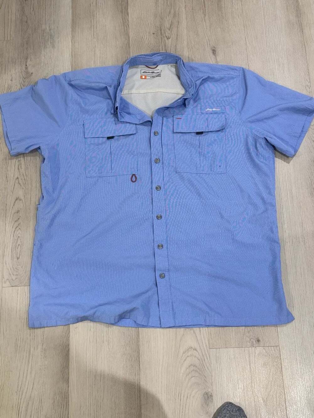 Eddie Bauer Short Sleeve Fishing Shirt T2XL Classic Blue